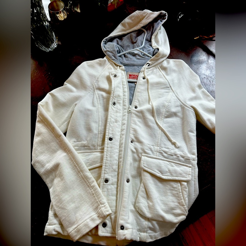 Mossimo Supply Co. White Hooded Jacket